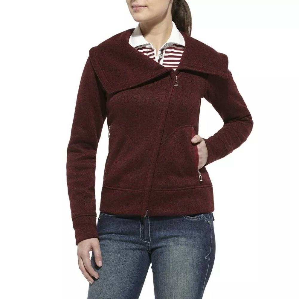 ARIAT Contender Equestrian Fleece Grey Asymmetrical Jacket Zip Up X-Small XS